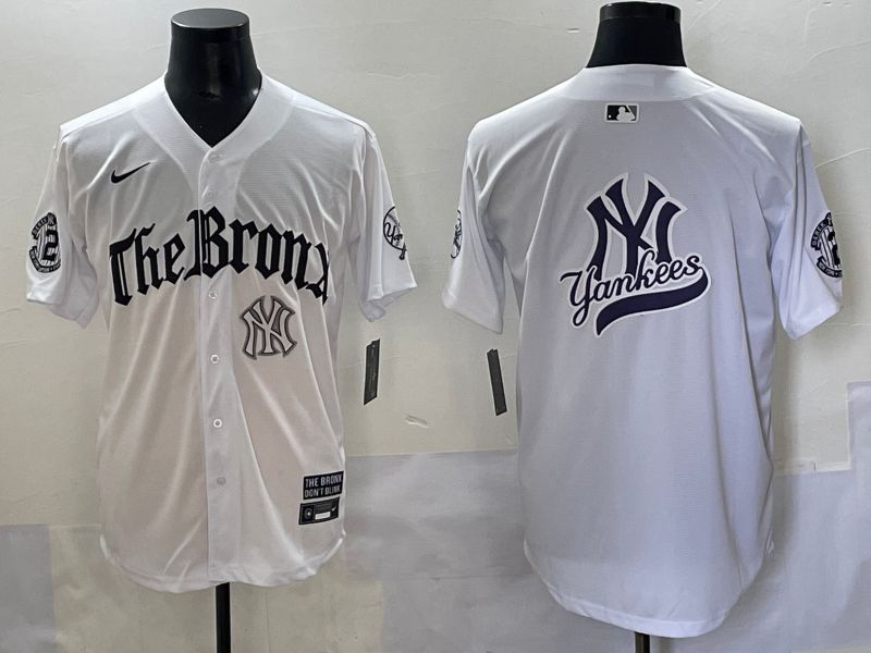 Men 2025 New York Yankees Blank White Five generations Joint Name Nike MLB Jersey style 16->new york yankees->MLB Jersey